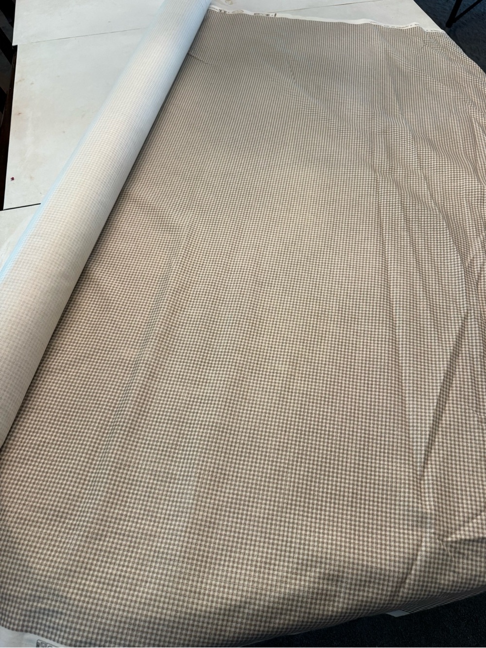 Waverly Tan and Cream Gingham Fabric Roll